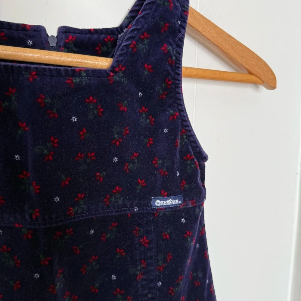 VTG OshKosh Velvet Dress Girls Size 6‎ Floral Cottagecore Y2K Holiday Cottage